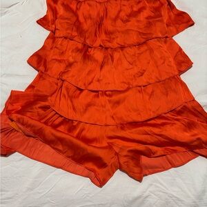 Elegant Orange Ruffled Jumpsuit